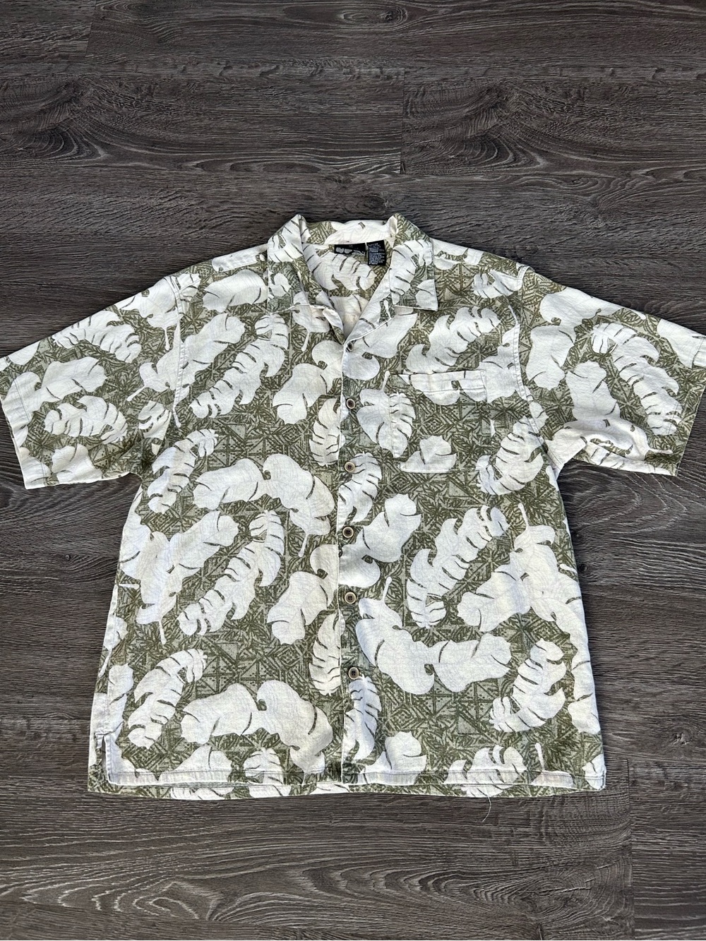 Ocean pacific OP vintage short sleeve HawaiianOlive Tropical Camp Shirt